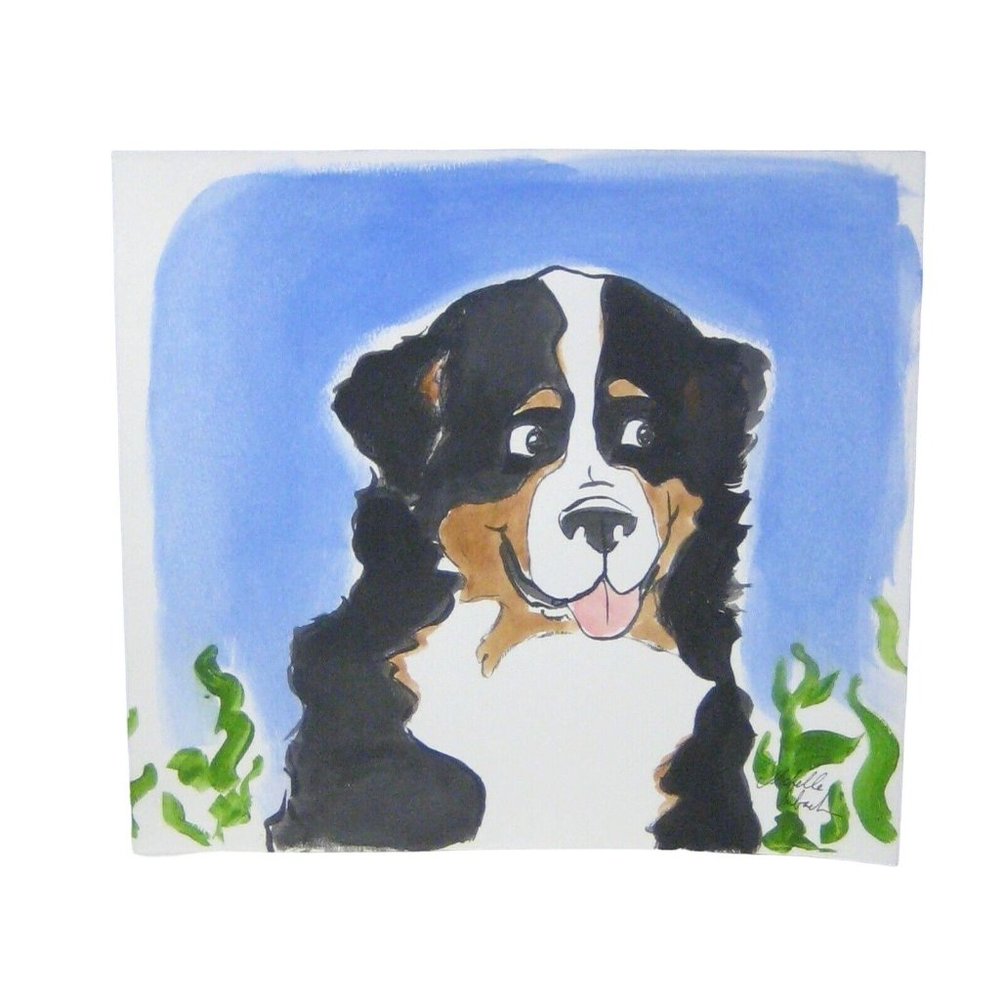 Michelle Imbach Art Bernese Mountain Dog Watercolor Painting Paper 12.25 In